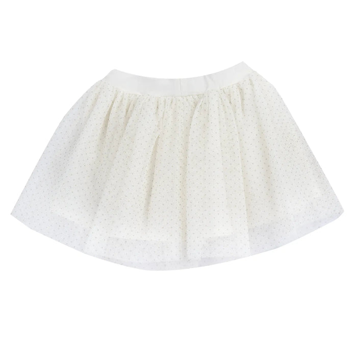 Girls Off White Polka Dot Printed Skirt