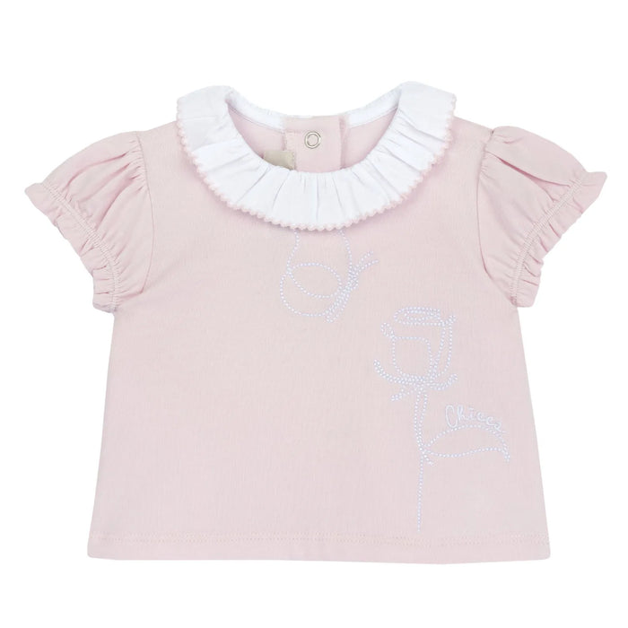 Girls Peach Embroidered T-shirt