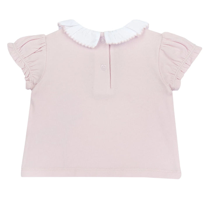 Girls Peach Embroidered T-shirt