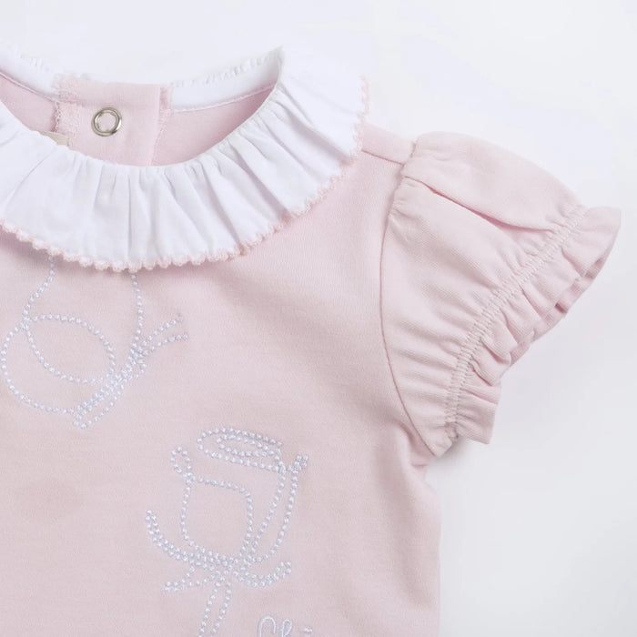 Girls Peach Embroidered T-shirt