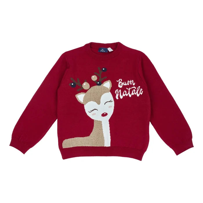 Girls Red Printed Pullover