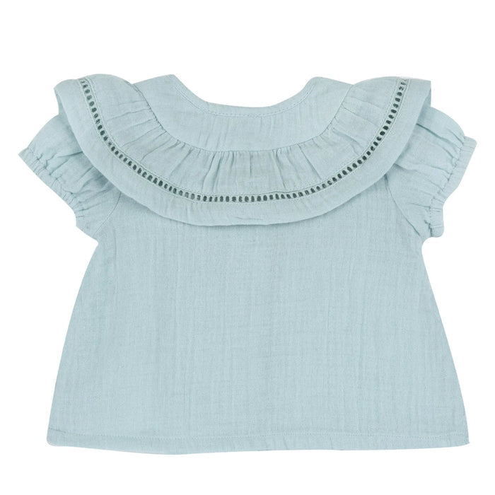 Girls Sea Green Self Design Top