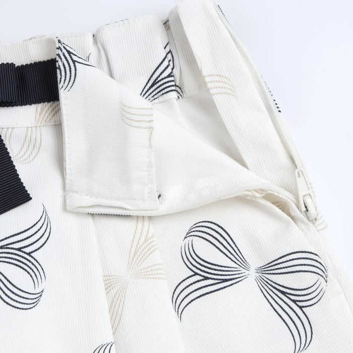 Girls White and Blue Printed Shorts