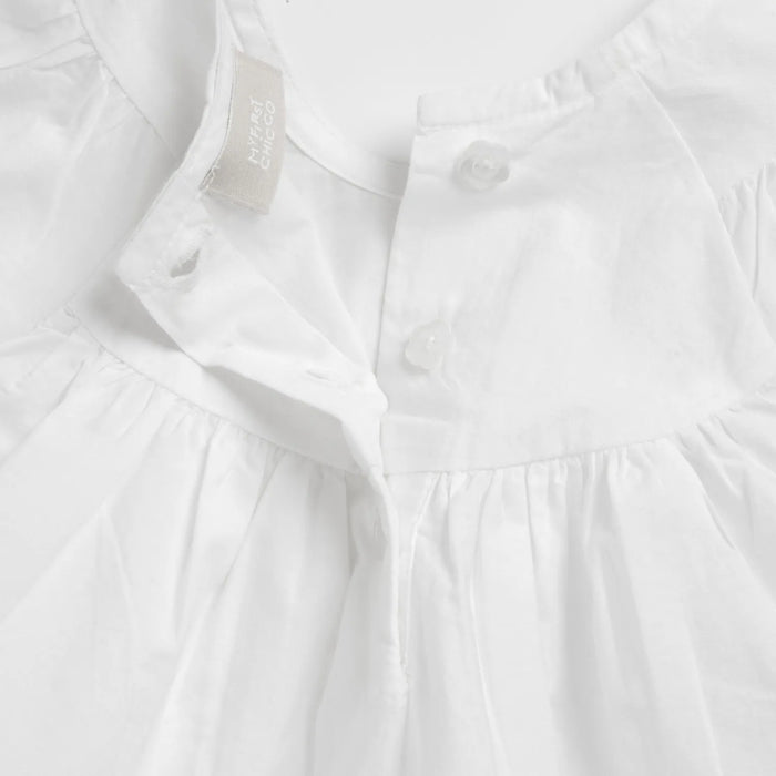 Girls White and Light Blue Embroidered Top