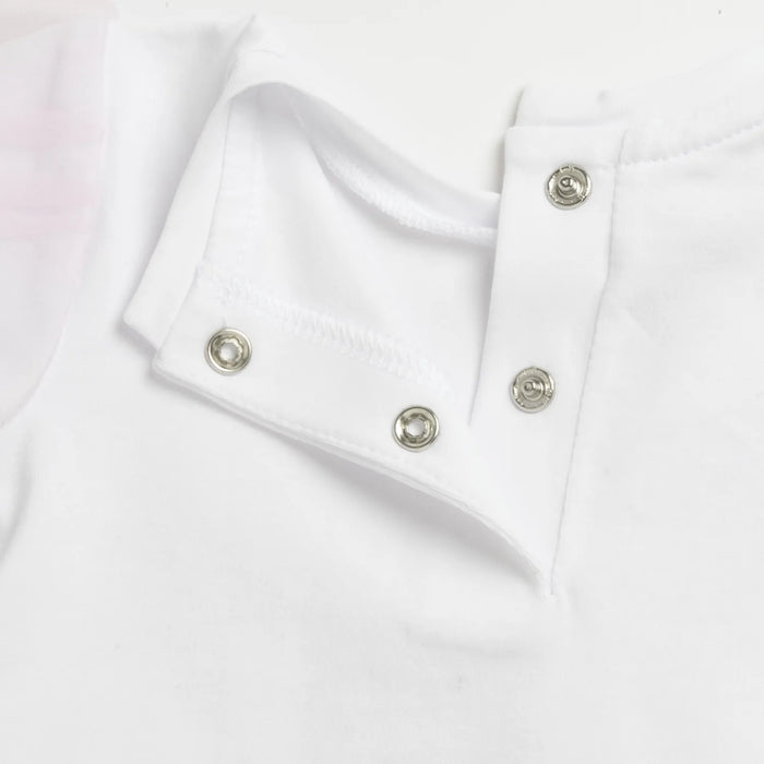 Girls White and Pink Graphic Printed T-shirt