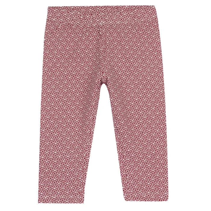 Girls White and Red Printed Leggings