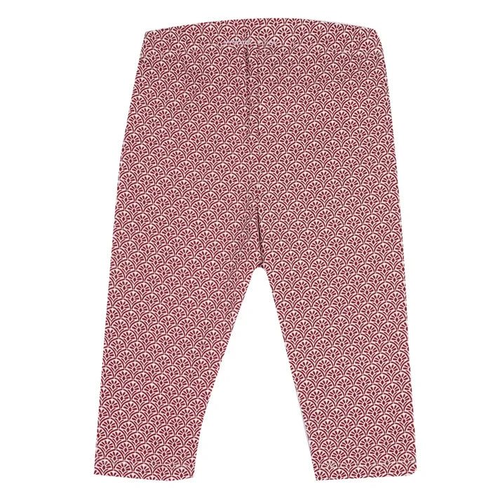 Girls White and Red Printed Leggings