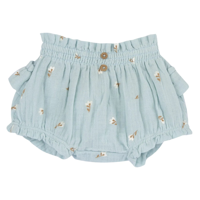 Girls White and Sea Green Embroidered T-Shirt with Shorts