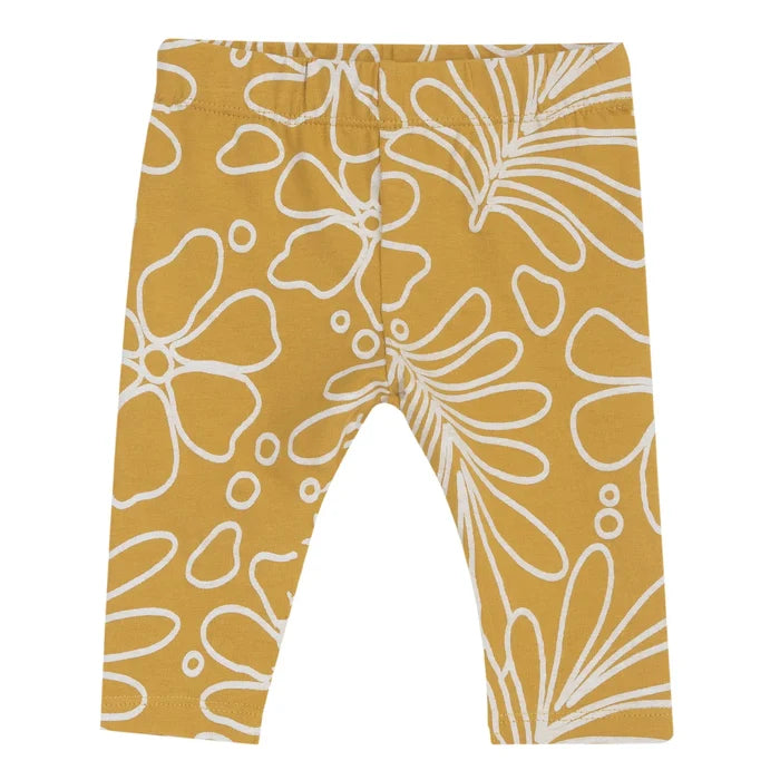 Girls White and Yellow Graphic Printed T-Shirt with Leggings