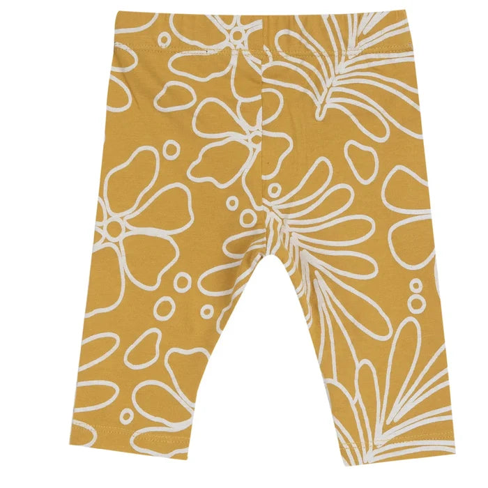 Girls White and Yellow Graphic Printed T-Shirt with Leggings