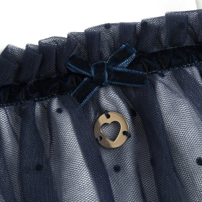 Girls White & Blue Peter Pan Collar Dress