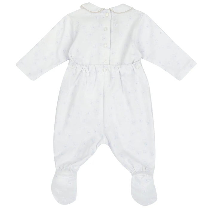 Girls White Embellished Back Opening Babysuit