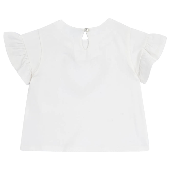 Girls White Embellished Heart Top