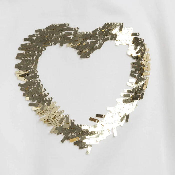 Girls White Embellished Heart Top