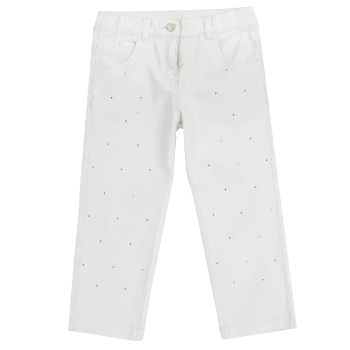 Girls White Embellished Jeans