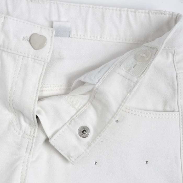Girls White Embellished Jeans
