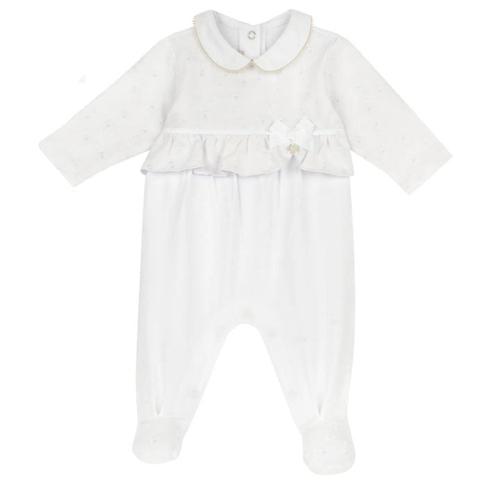 Girls White Embellished Leg Opening Babysuit