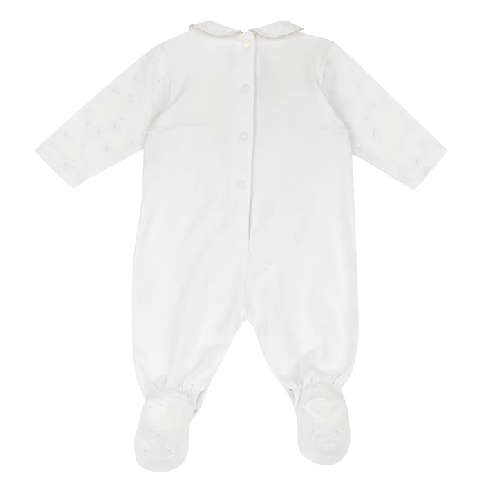 Girls White Embellished Leg Opening Babysuit