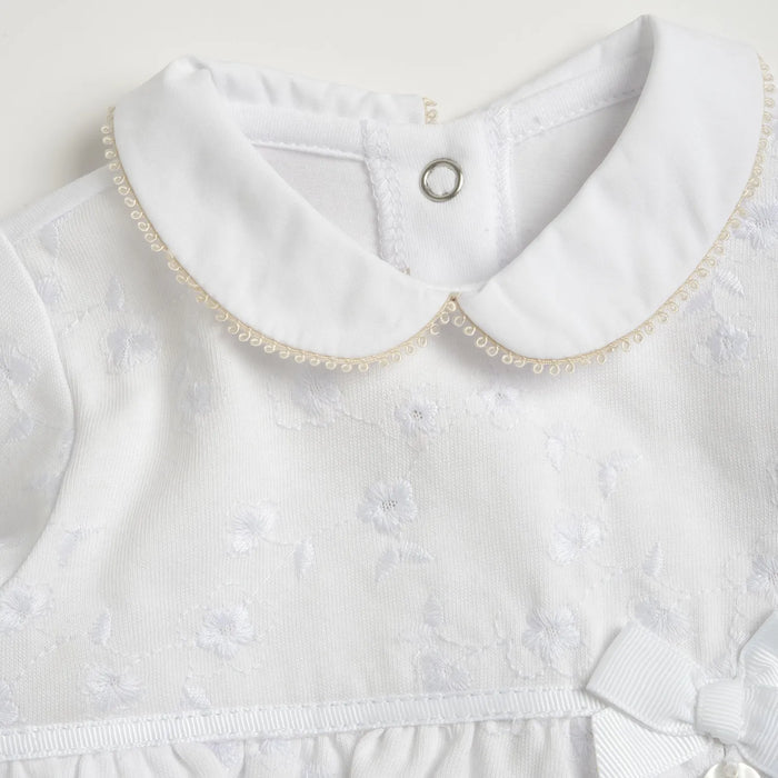 Girls White Embellished Leg Opening Babysuit
