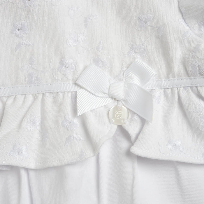 Girls White Embellished Leg Opening Babysuit
