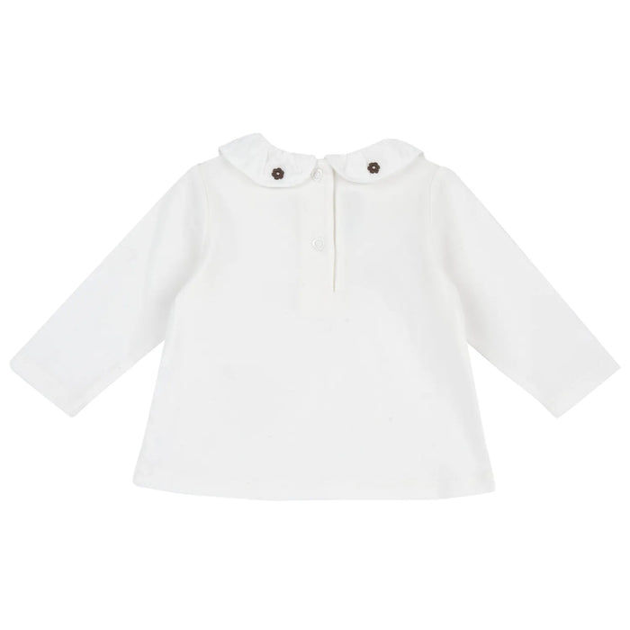 Girls White Embellished Long Sleeve T-shirt