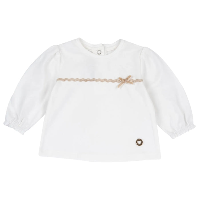 Girls White Embellished Long Sleeve Top