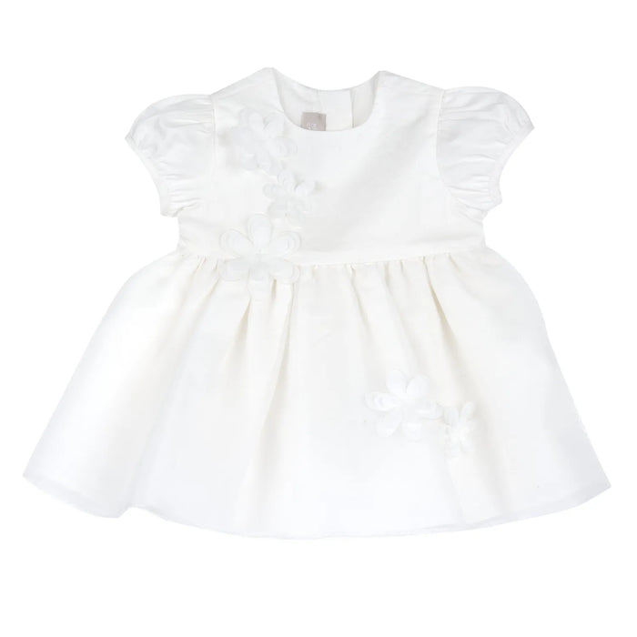 Girls White Embellished Short Sleeve Dress