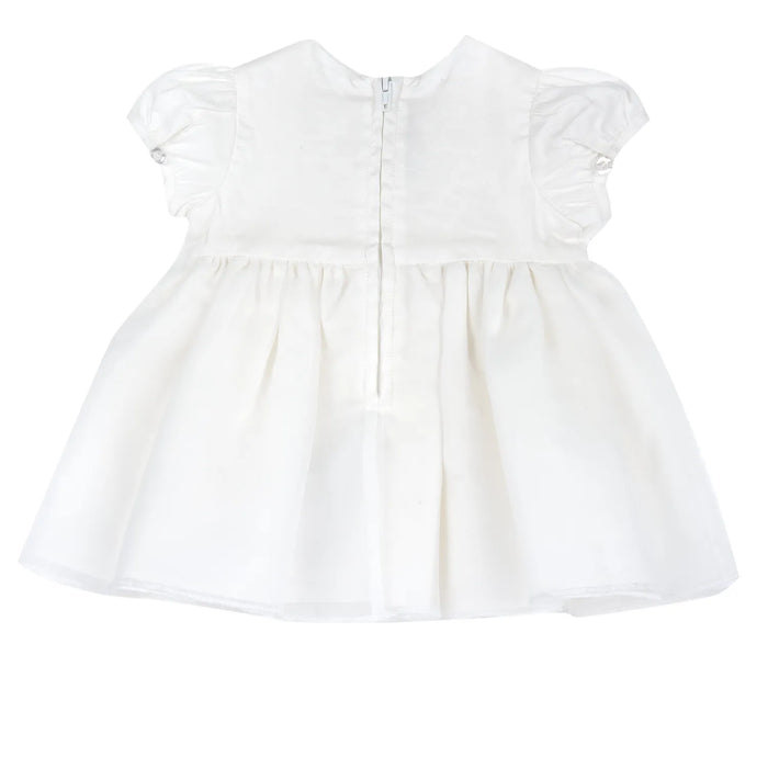 Girls White Embellished Short Sleeve Dress