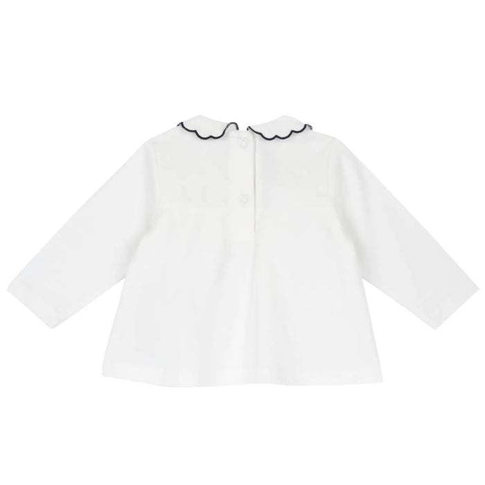 Girls White Embroidered A-Line Top