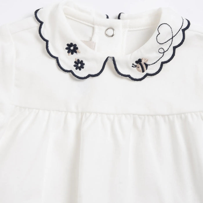 Girls White Embroidered A-Line Top