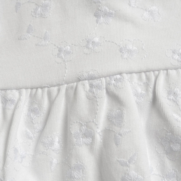 Girls White Embroidered Romper