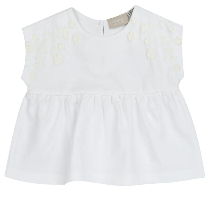 Girls White Embroidered Top