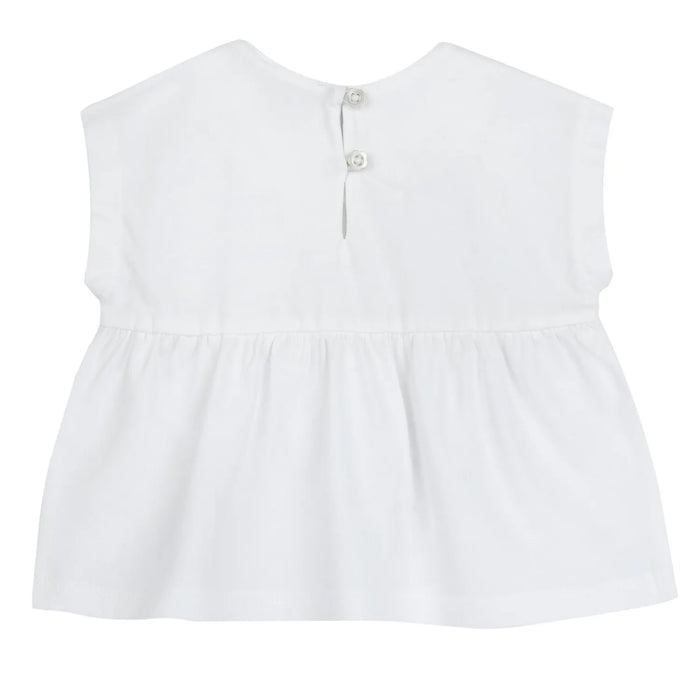 Girls White Embroidered Top