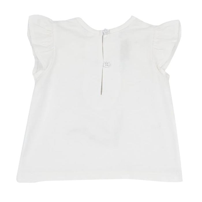 Girls White Floral Printed Top