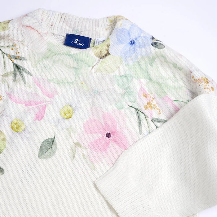 Girls White Printed Pullover