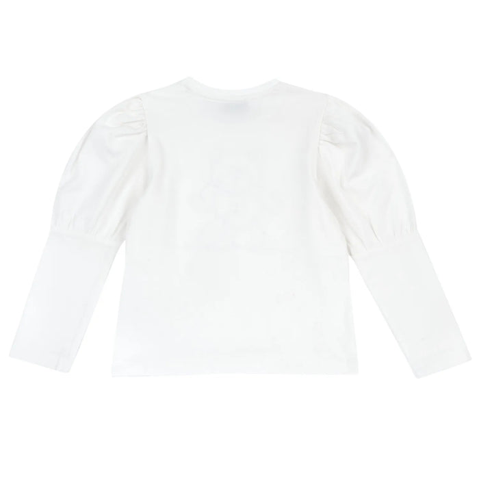 Girls White & Purple Embroidered Long Sleeve Top