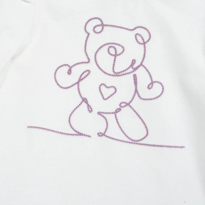 Girls White & Purple Embroidered Long Sleeve Top