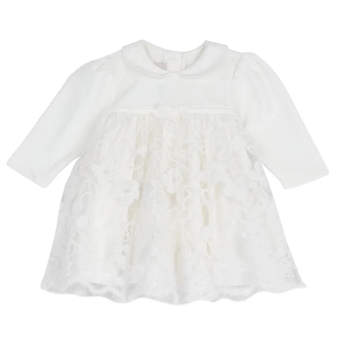 Girls White Self Design A-Line Dress