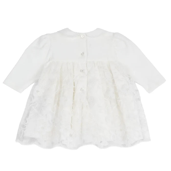 Girls White Self Design A-Line Dress