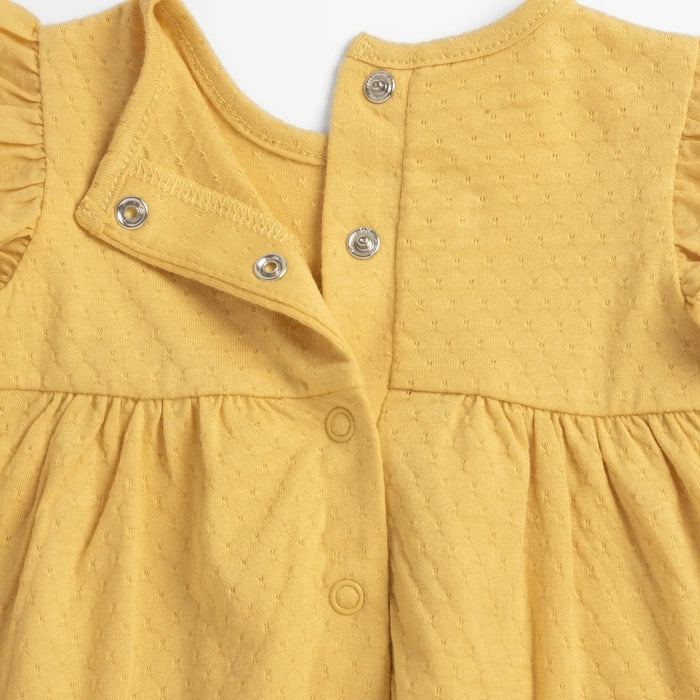 Girls Yellow Self Design Top with Shorts