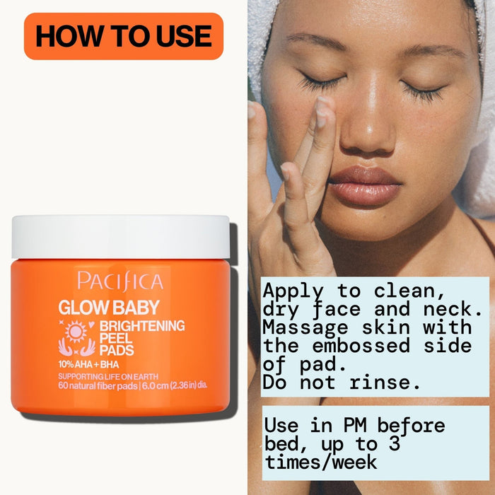Glow Baby Brightening Peel Pads 10% AHA + BHA - Pacifica