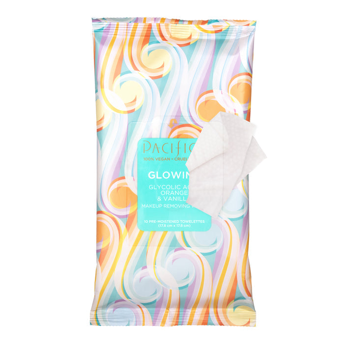 Glowing Glycolic Acid, Orange & Vanilla Makeup Removing Wipes (10ct) - Pacifica