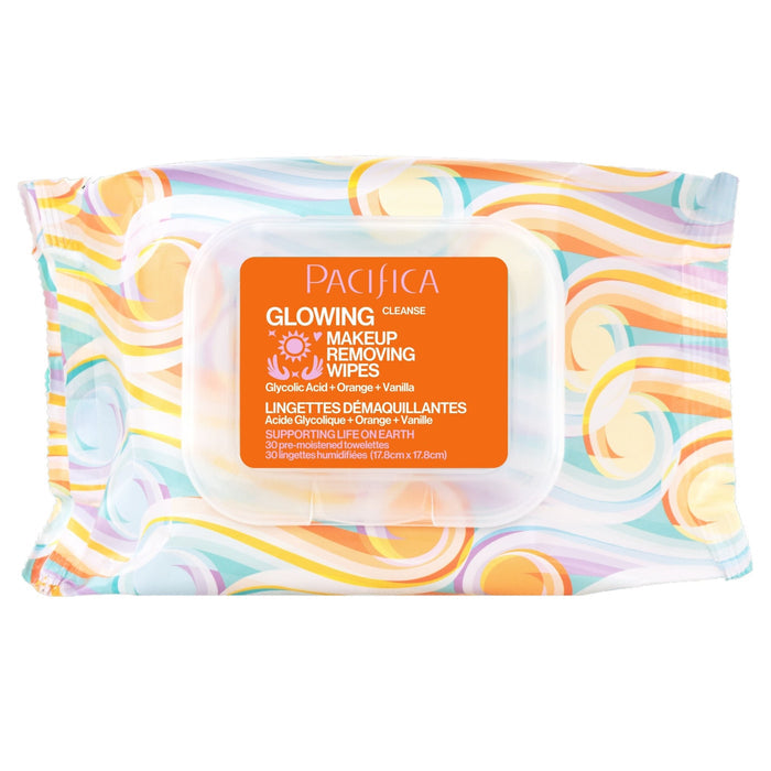 Glowing Glycolic Acid, Orange & Vanilla Makeup Removing Wipes - Pacifica
