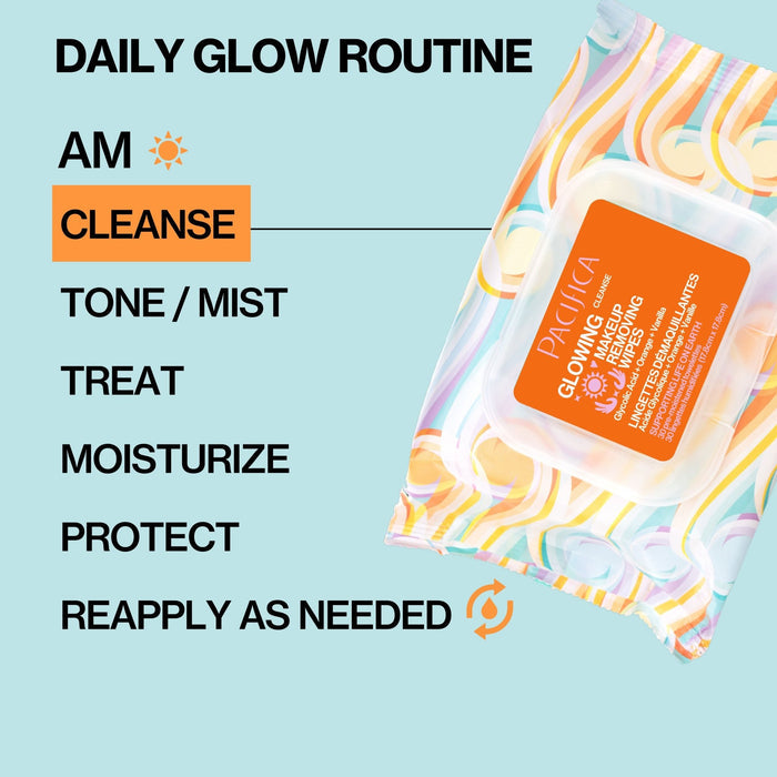 Glowing Glycolic Acid, Orange & Vanilla Makeup Removing Wipes - Pacifica