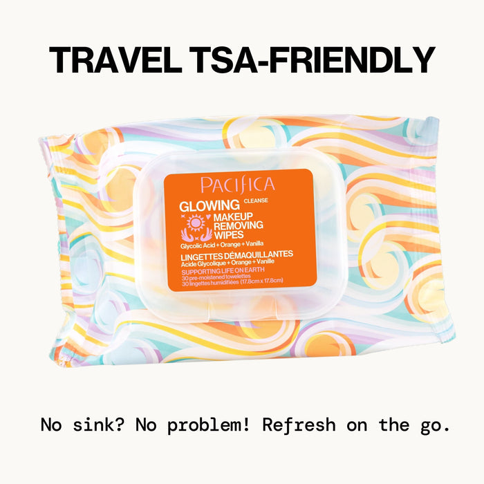 Glowing Glycolic Acid, Orange & Vanilla Makeup Removing Wipes - Pacifica