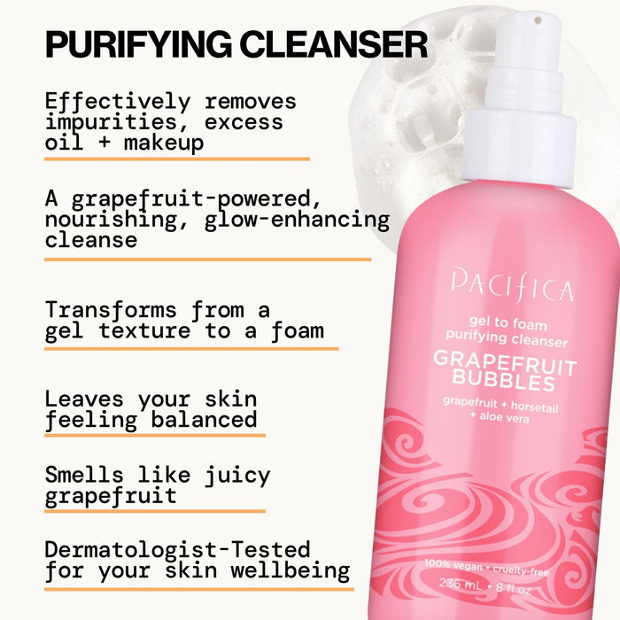 Grapefruit Bubbles Gel to Foam Purifying Cleanser - Pacifica