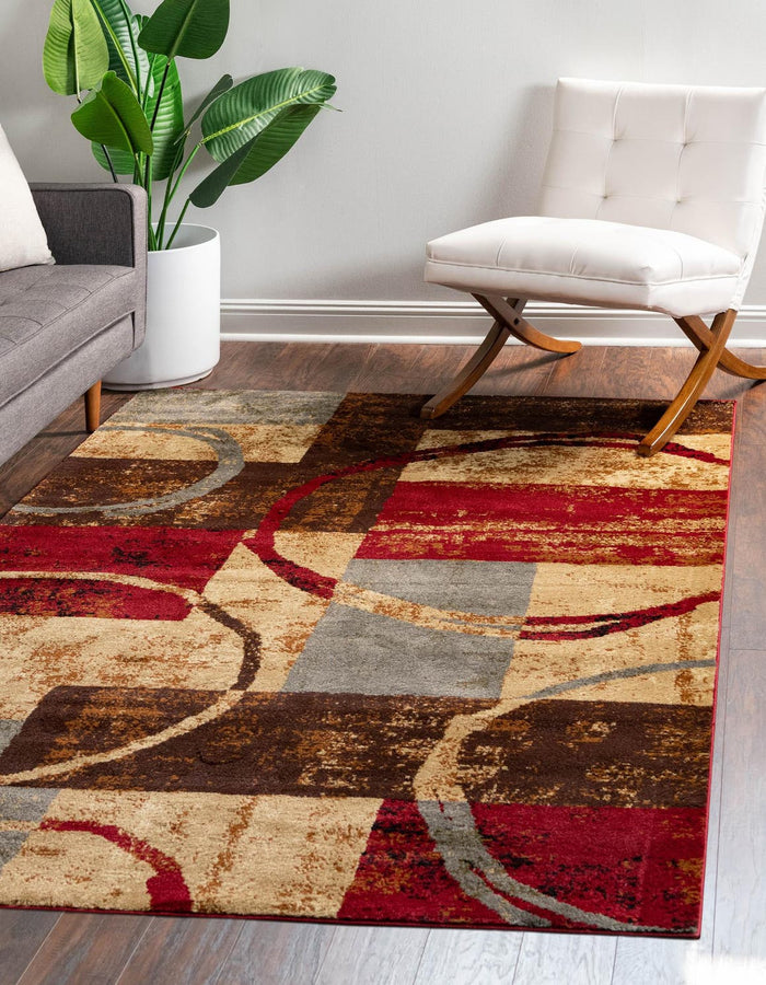 Authentic Turkish power-loomed rug from the Hadron Coffee Shop collection. Stain-resistant polypropylene in a vibrant multicolor rectangle. Perfect for living rooms and dining areas.