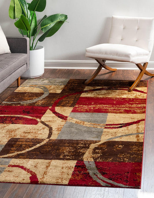 Authentic Turkish power-loomed rug from the Hadron Coffee Shop collection. Stain-resistant polypropylene in a vibrant multicolor rectangle. Perfect for living rooms and dining areas.