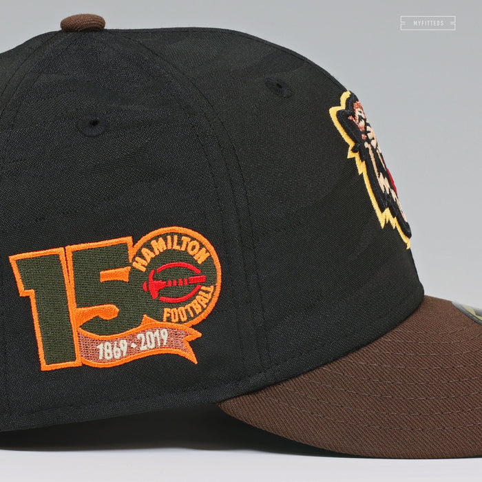 HAMILTON TIGERS 150TH ANNIVERSARY BLACK AND MAHOGANY NEW ERA FITTED CAP