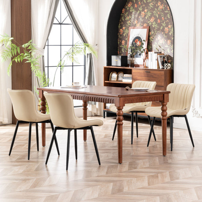 Heitger Upholstered Dining Chairs Set of 2 with PU Leather Seat & Metal Legs